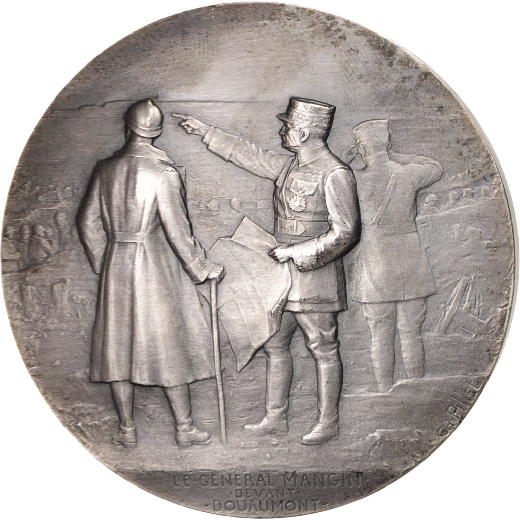 Frankreich, Medal, Le général Mangin devant Douaumont, History, STGL, Silvered