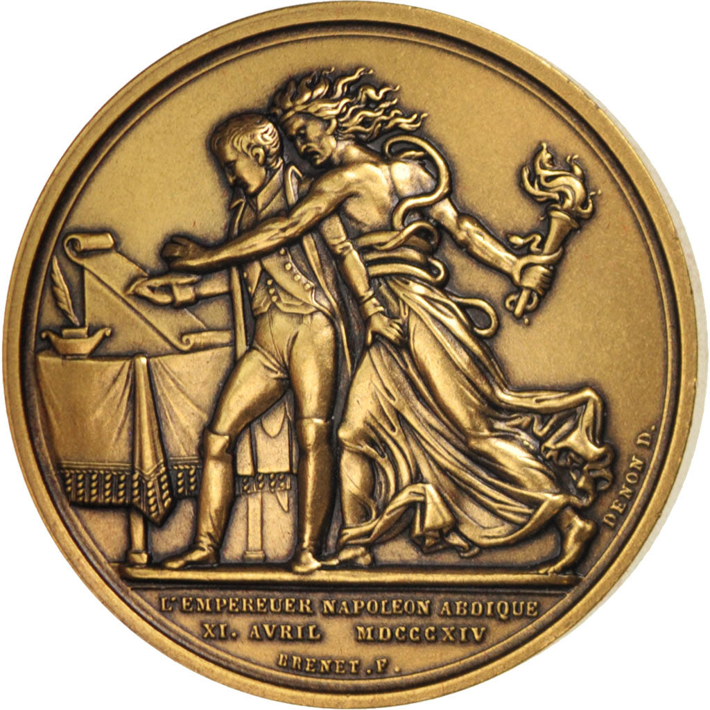 France, Medal, Abdication de Fontainebleau, History, MS(65-70), Bronze
