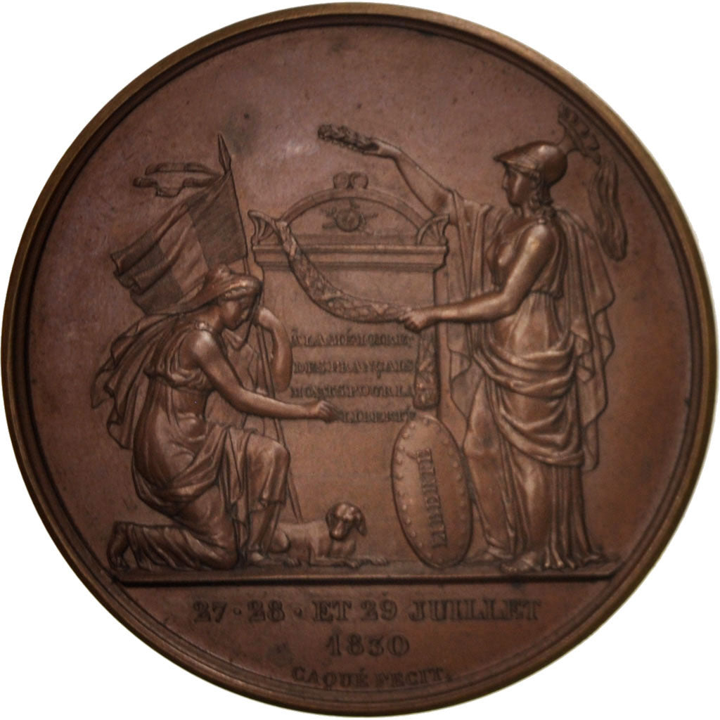 France, Medal, Les Trois Glorieuses et Casimir Delavigne, History, 1830, Casimir