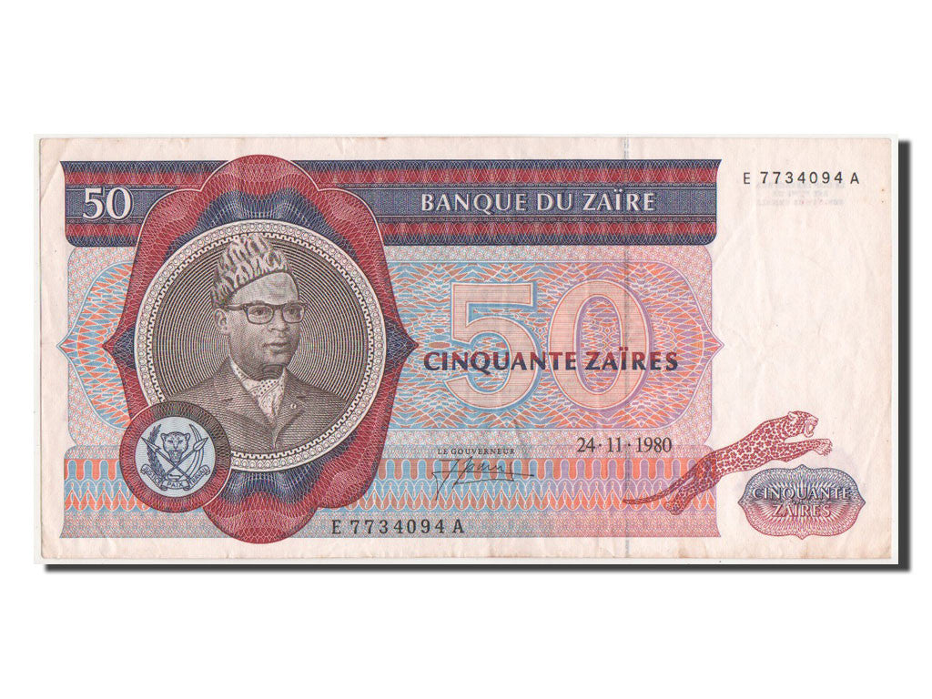 Banconote, Zaire, 50 Zaïres, 1980, BB