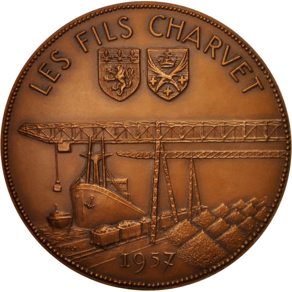 France, Medal, Les fils Charvet, Business & industry, 1957, Joly, FDC, Bronze