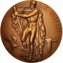 France, Medal, Fleuves Rhin et Rhône, Arts & Culture, 1939, Marcel Renard