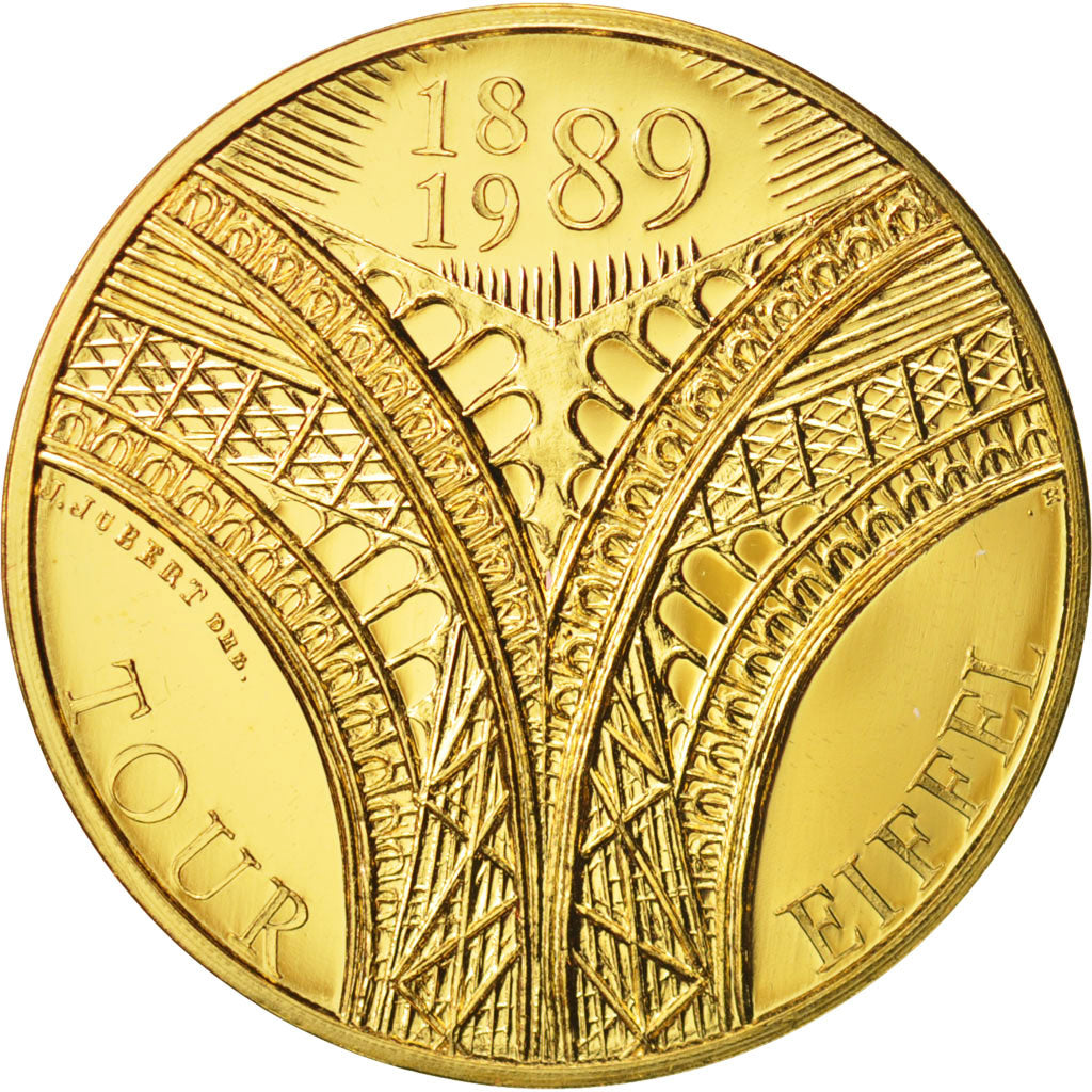 France, Medal, La Tour Eiffel, History, 1989, Jubert, FDC, Vermeil