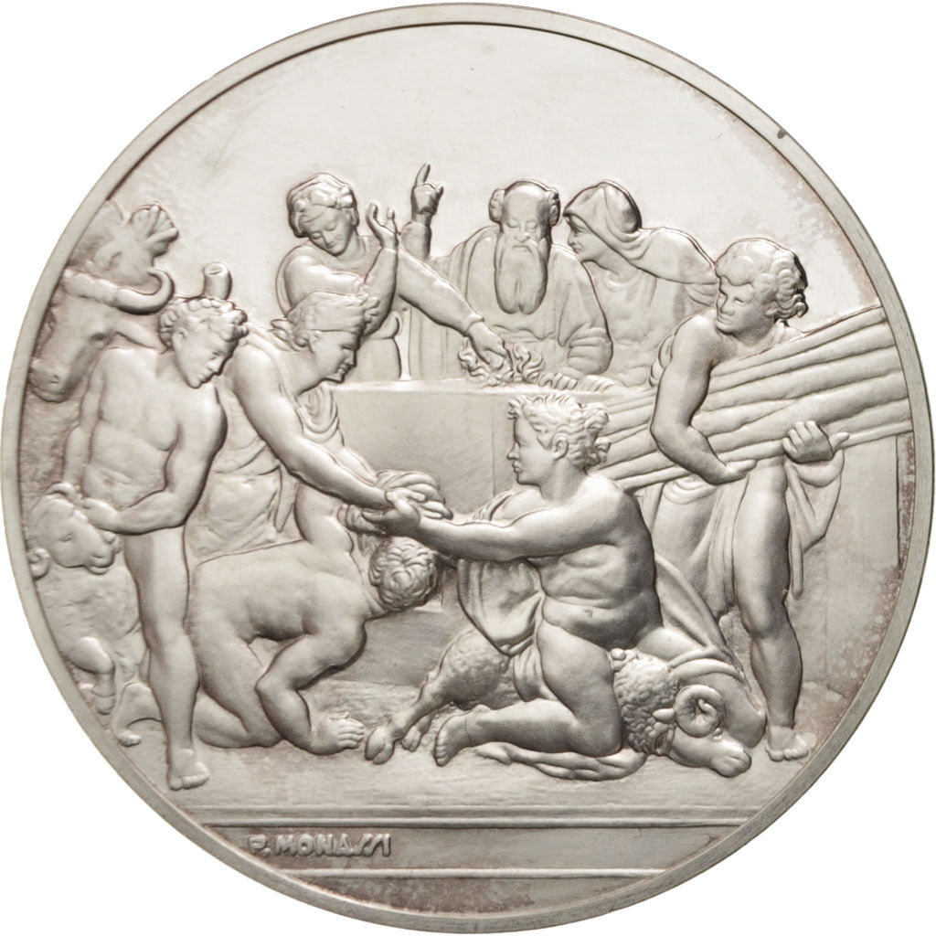 France, Medal, Le génie de Michel Ange, Le Sacrifice de Noé, Arts & Culture