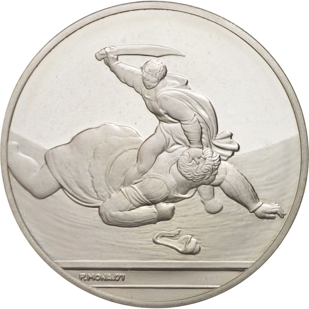 Francia, Medal, Le génie de Michel Ange, David et Goliath, Arts & Culture, FDC