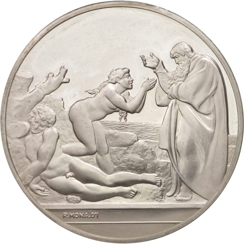 France, Medal, Le génie de Michel Ange, La Création d'Eve, Arts & Culture