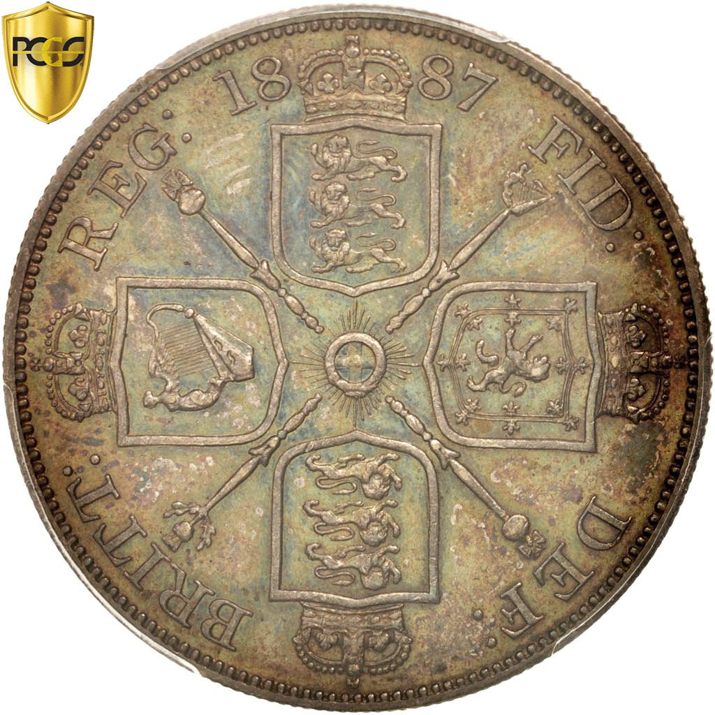 Coin, Great Britain, Victoria, Double Florin, 1887, PCGS, AU55, AU(55-58)