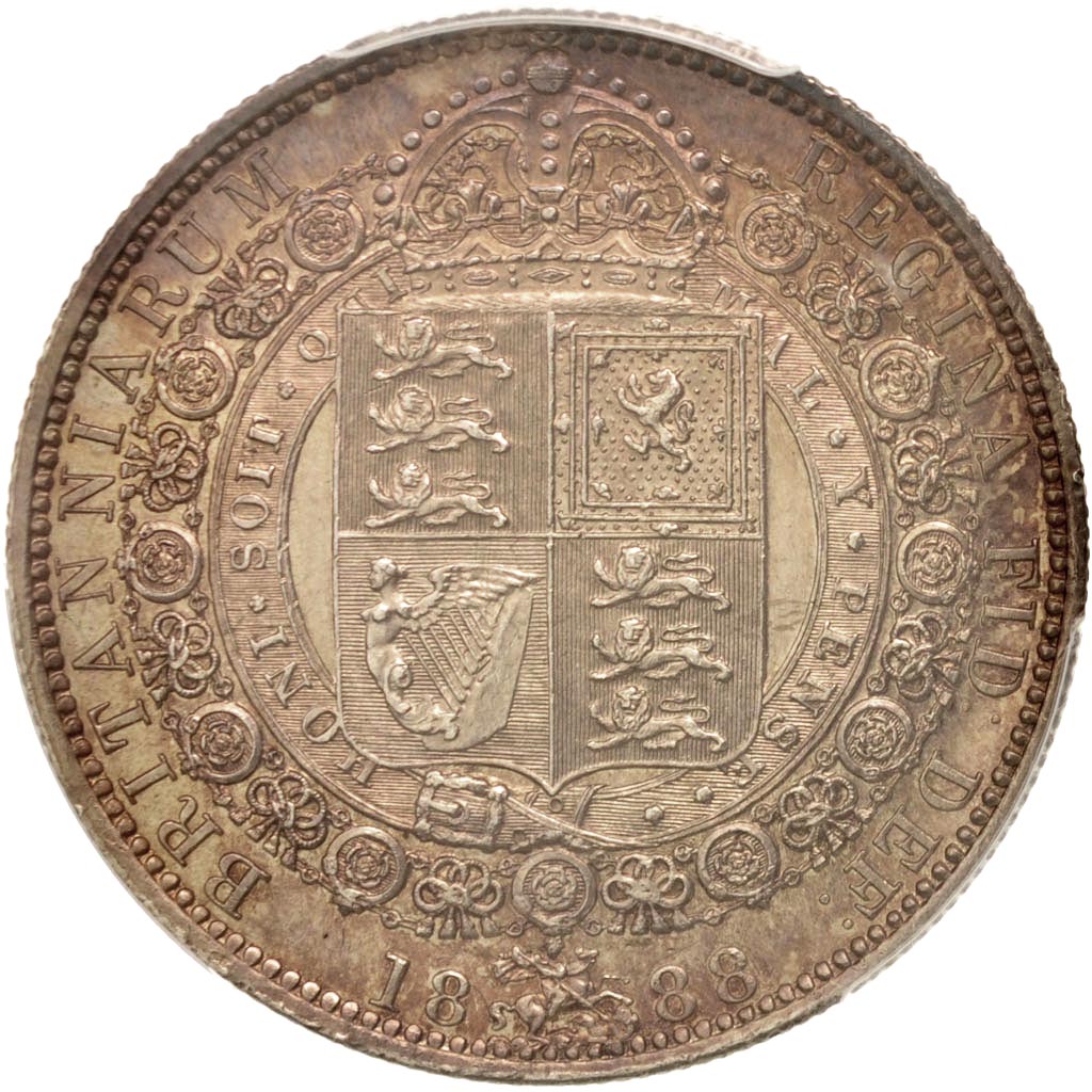 Great Britain, Victoria, 1/2 Crown, 1888, PCGS, MS64, MS(64), Silver, KM:764