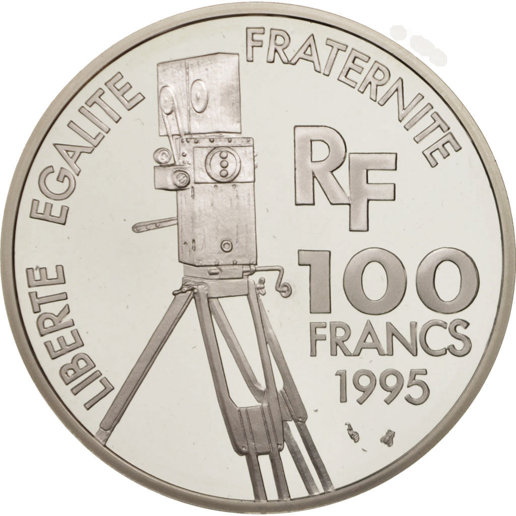 France, 100 Francs, Frères Lumière, 1995, Paris, MS(65-70), Silver, KM:1072