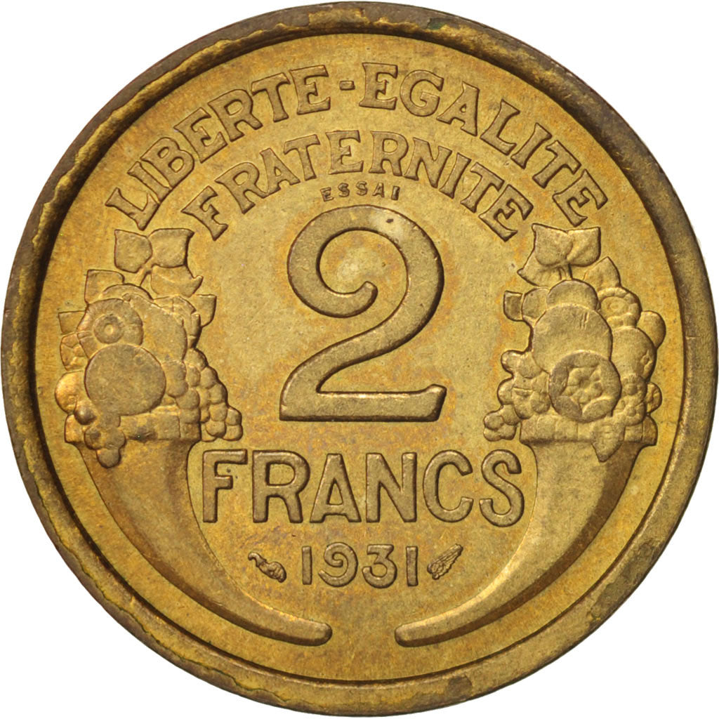 Coin, France, 2 Francs, 1931, Paris, MS(60-62), Aluminum-Bronze, KM:E64