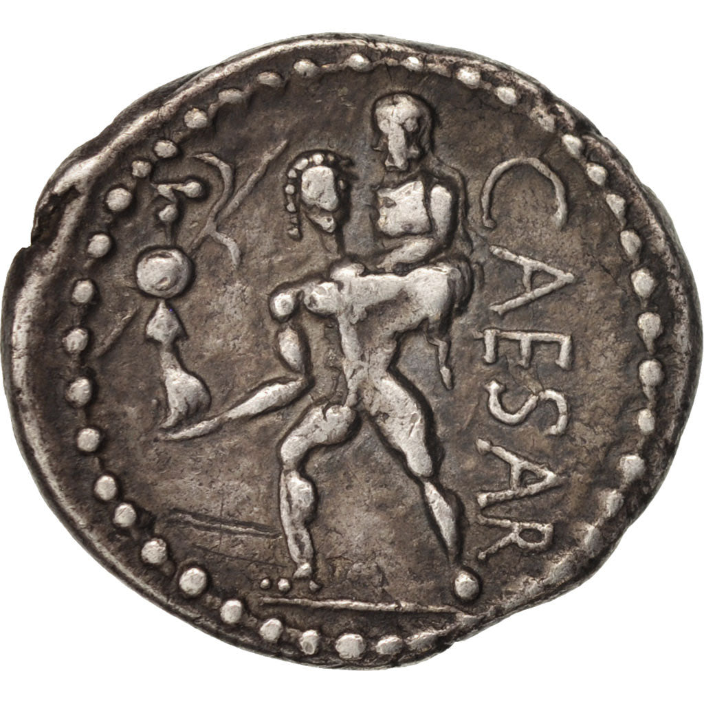 Julius Caesar, Denarius, 47-46 BC, Roma, AU(50-53), Silver, BMC:31