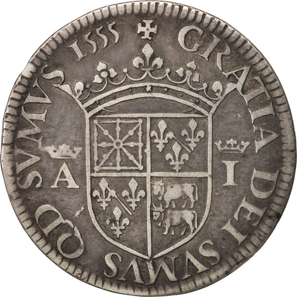 France, Navarre, Antoine de Bourbon et Jeanne d'Albret, Teston, 1555