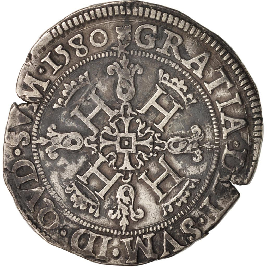 France, Navarre, Henri III de Navarre, Franc, 1580, TTB, Argent