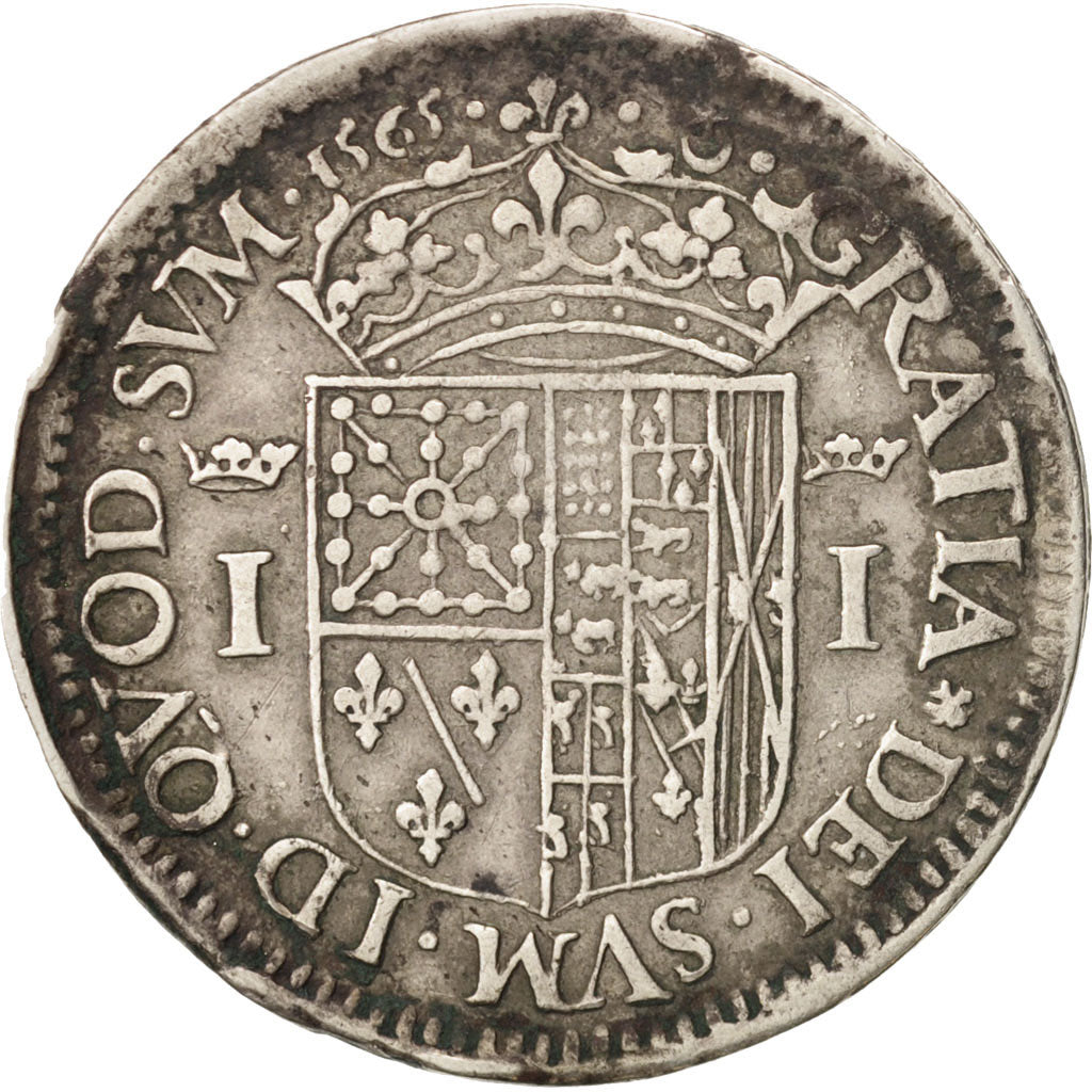France, Navarre, Jeanne d'Albret, Teston, 1565, Pau, EF(40-45), Silver