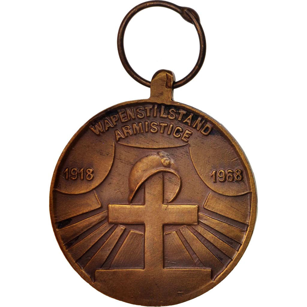 Belgium, 1918 50th anniversary, Medal, 1968, Very Good Quality, Bronze, 35.8