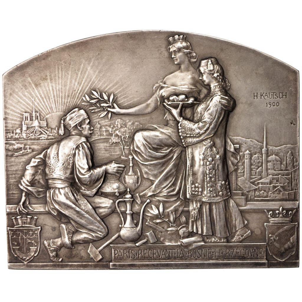 France, Medal, Exposition Universelle de Paris, Paris recevant la Bosnie