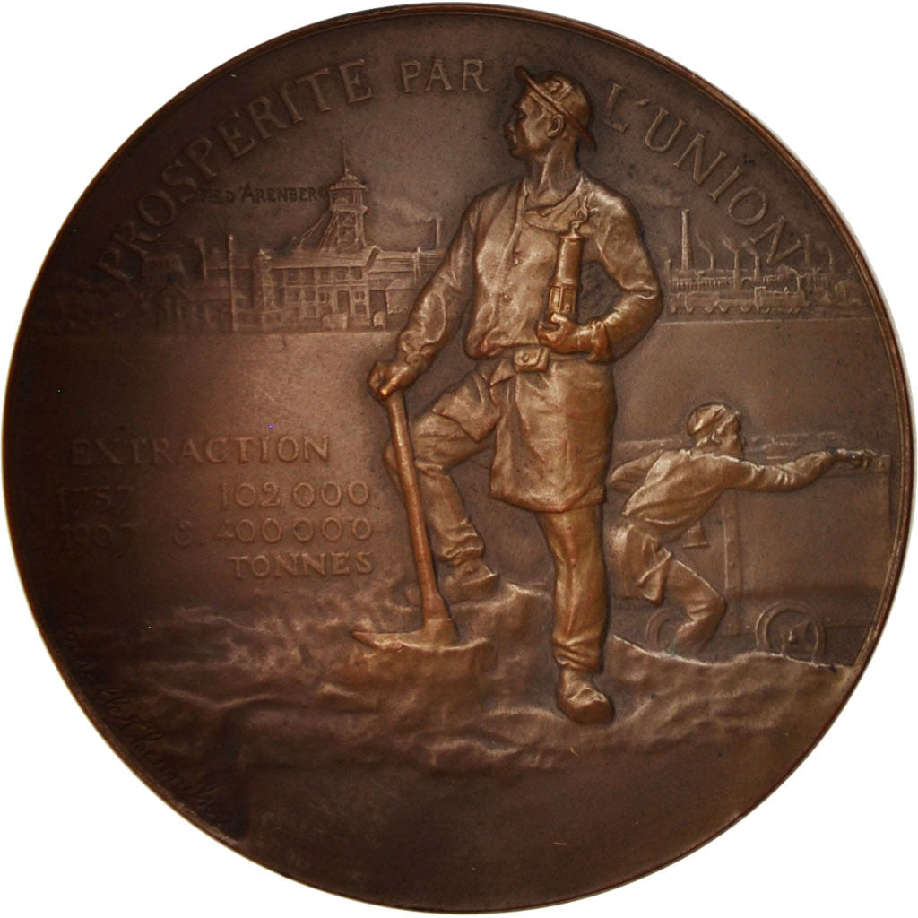 France, Medal, Compagnie des Mines d'Anzin, Business & industry, 1907