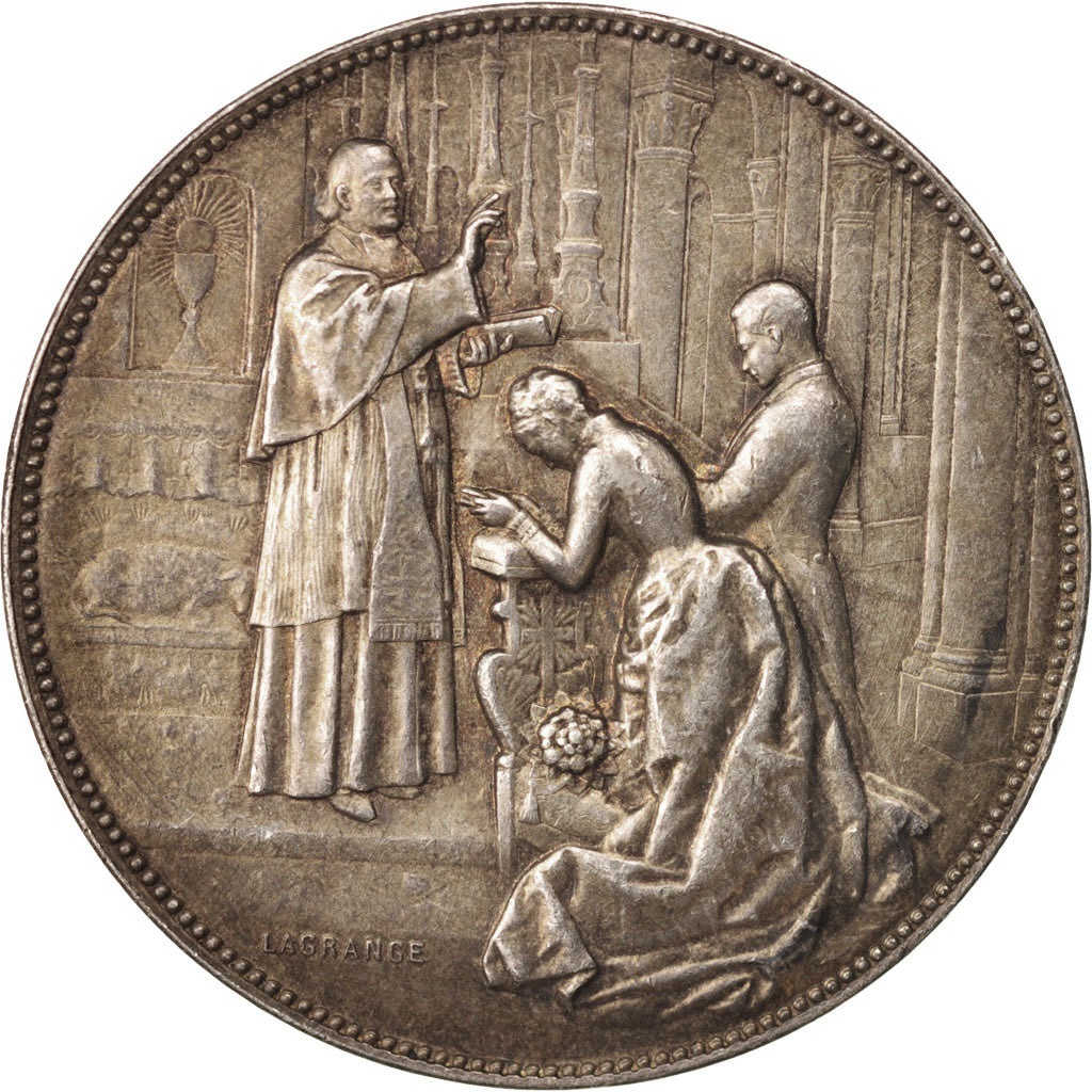 France, Medal, Wedding medal, Religions & beliefs, 1900, Lagrange, AU(55-58)