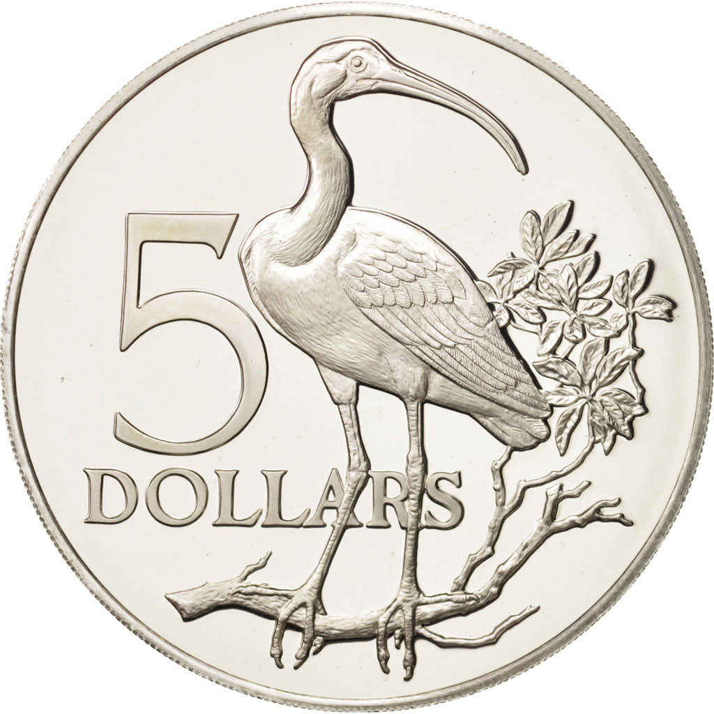 Coin, TRINIDAD & TOBAGO, 5 Dollars, 1975, Franklin Mint, MS(65-70), Silver, KM:8