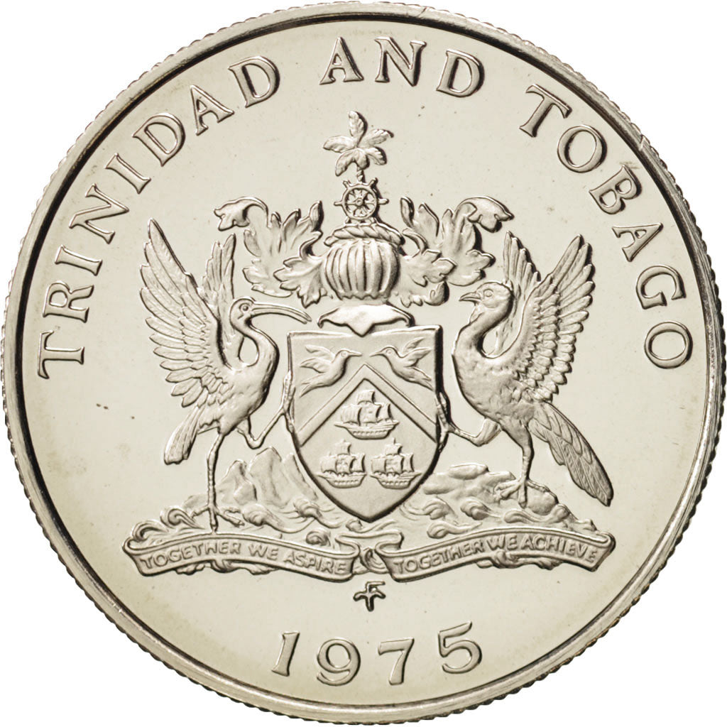 TRINIDAD & TOBAGO, 25 Cents, 1975, Franklin Mint, MS(65-70), Copper-nickel