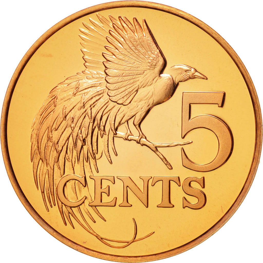 TRINIDAD & TOBAGO, 5 Cents, 1975, Franklin Mint, MS(65-70), Bronze, KM:26