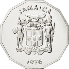 Giamaica, Elizabeth II, Cent, 1976, Franklin Mint, USA, FDC, Alluminio, KM:68