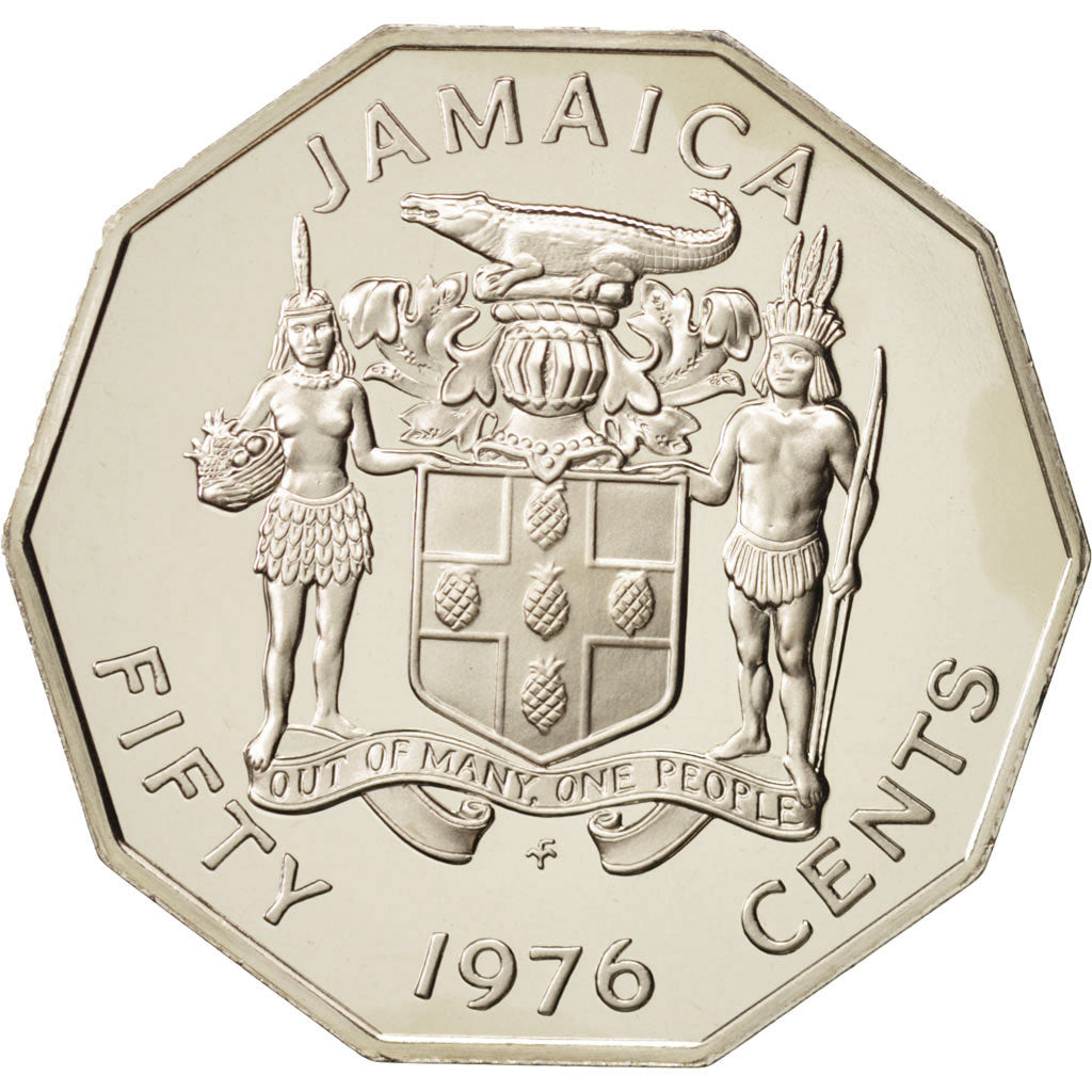 Jamaica, Elizabeth II, 50 Cents, 1976, Franklin Mint, USA, MS(65-70)