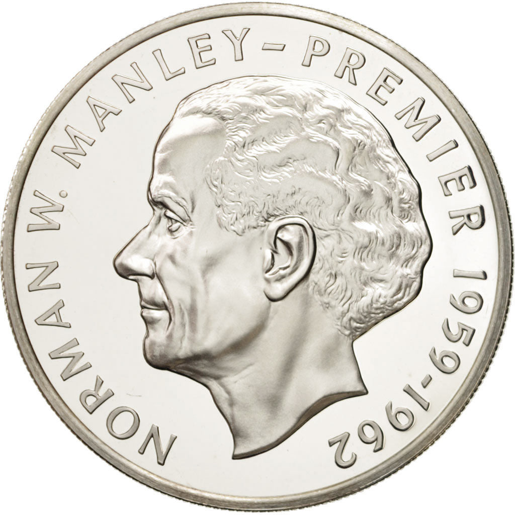 Jamaica, Elizabeth II, 5 Dollars, Norman W. Manley, 1976, Franklin Mint, USA
