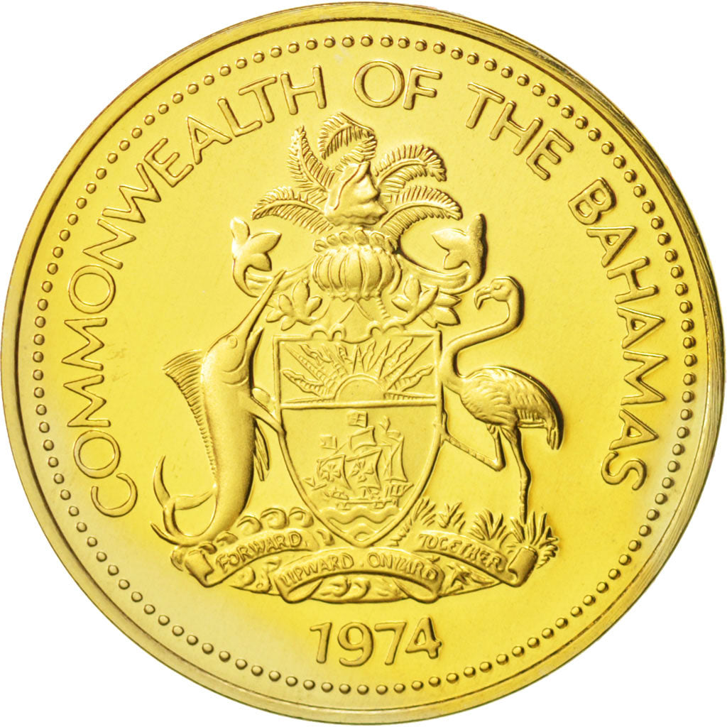 Coin, Bahamas, Elizabeth II, Cent, 1974, Franklin Mint, U.S.A., MS(65-70)