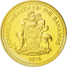 Monnaie, Bahamas, Elizabeth II, Cent, 1974, Franklin Mint, U.S.A., FDC, Laiton