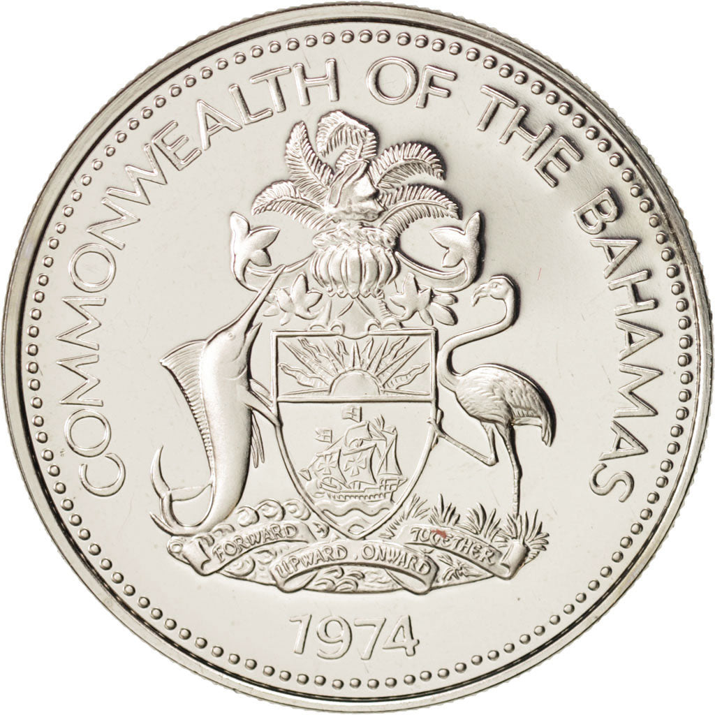 Bahamas, Elizabeth II, 25 Cents, 1974, Franklin Mint, U.S.A., MS(65-70), Nickel