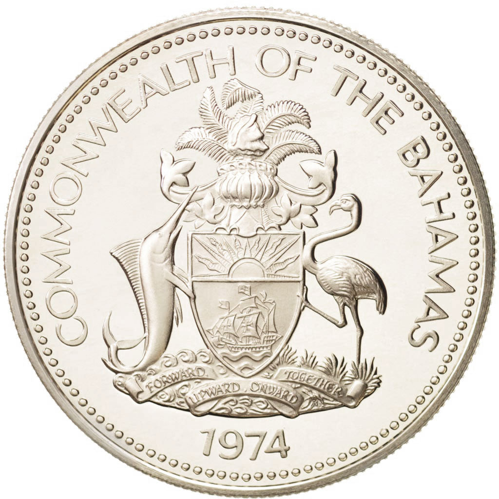 Bahamas, Elizabeth II, Dollar, 1974, Franklin Mint, U.S.A., MS(65-70), Silver