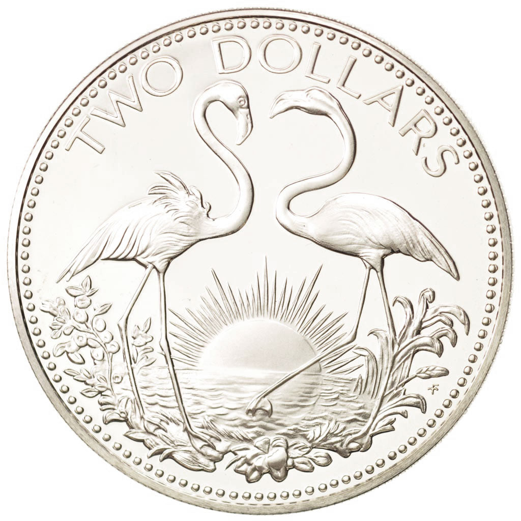 Coin, Bahamas, Elizabeth II, 2 Dollars, 1974, Franklin Mint, U.S.A., MS(65-70)