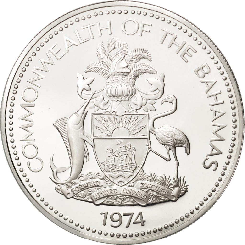 Coin, Bahamas, Elizabeth II, 5 Dollars, 1974, Franklin Mint, U.S.A., MS(65-70)