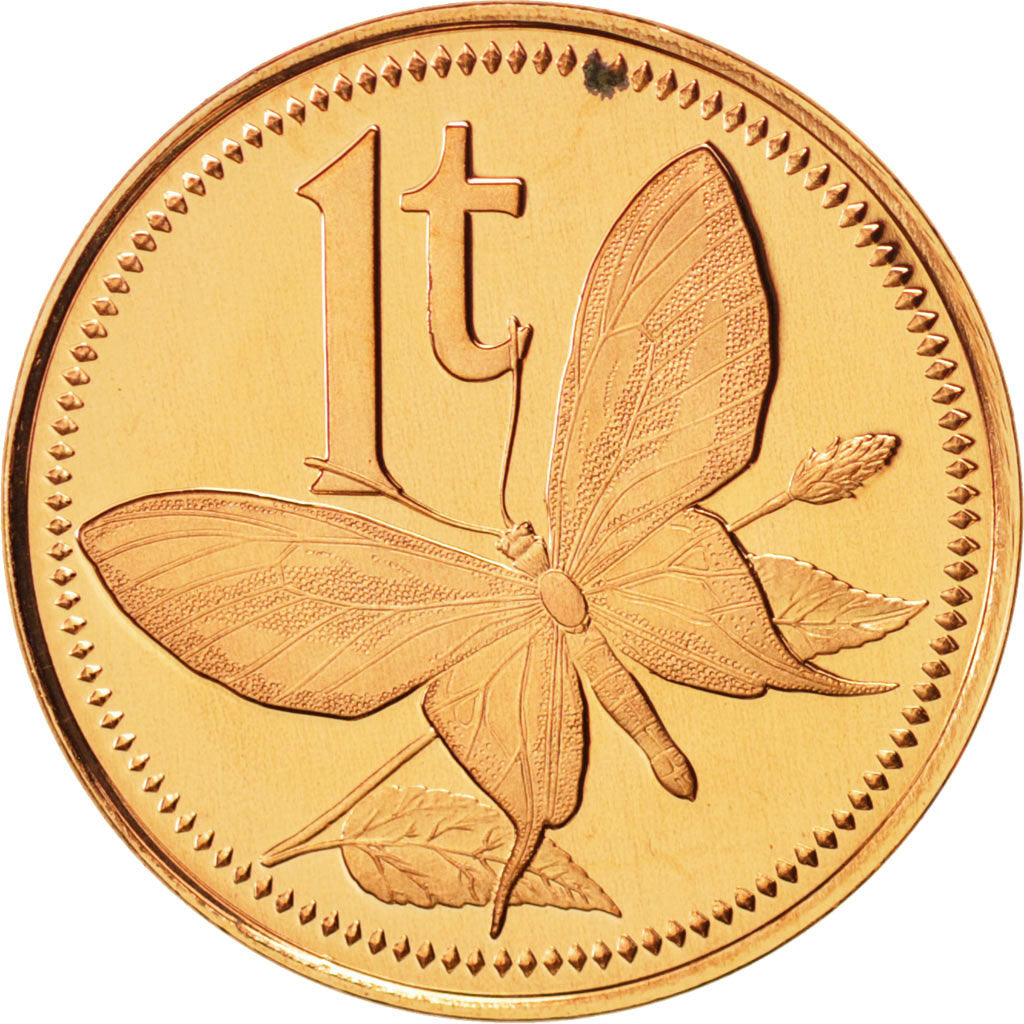 Papua New Guinea, Toea, 1975, Franklin Mint, MS(65-70), Bronze, KM:1