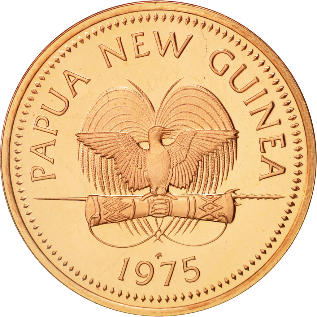 Papua New Guinea, 2 Toea, 1975, Franklin Mint, MS(65-70), Bronze, KM:2