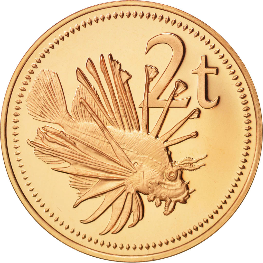 Papua New Guinea, 2 Toea, 1975, Franklin Mint, MS(65-70), Bronze, KM:2
