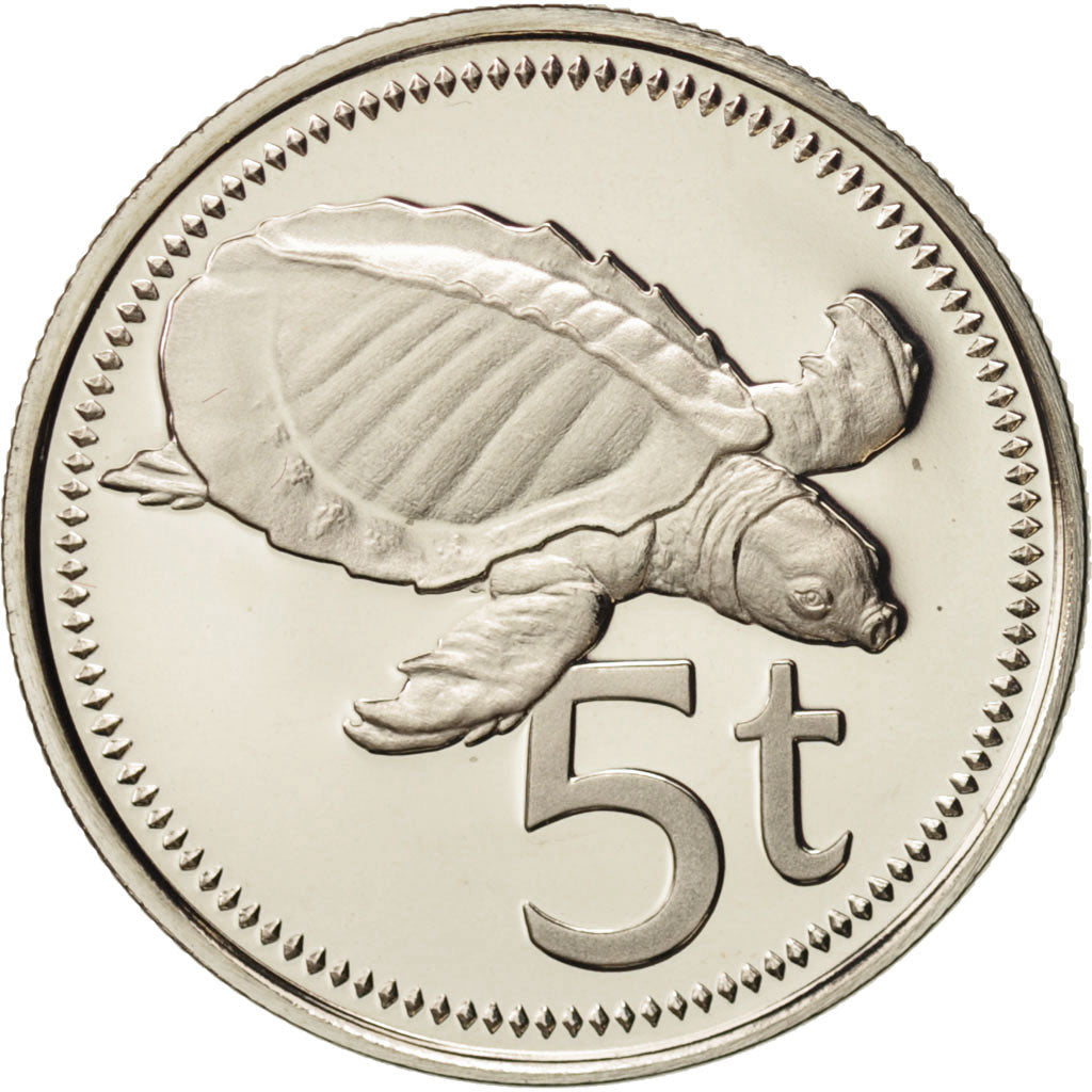 Papua New Guinea, 5 Toea, 1975, Franklin Mint, MS(65-70), Copper-nickel, KM:3