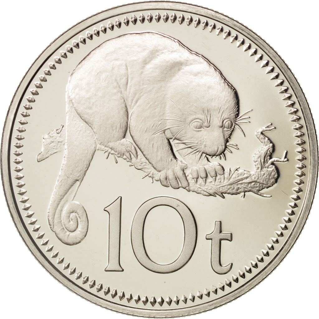 Monnaie, Papua New Guinea, 10 Toea, 1975, Franklin Mint, FDC, Copper-nickel