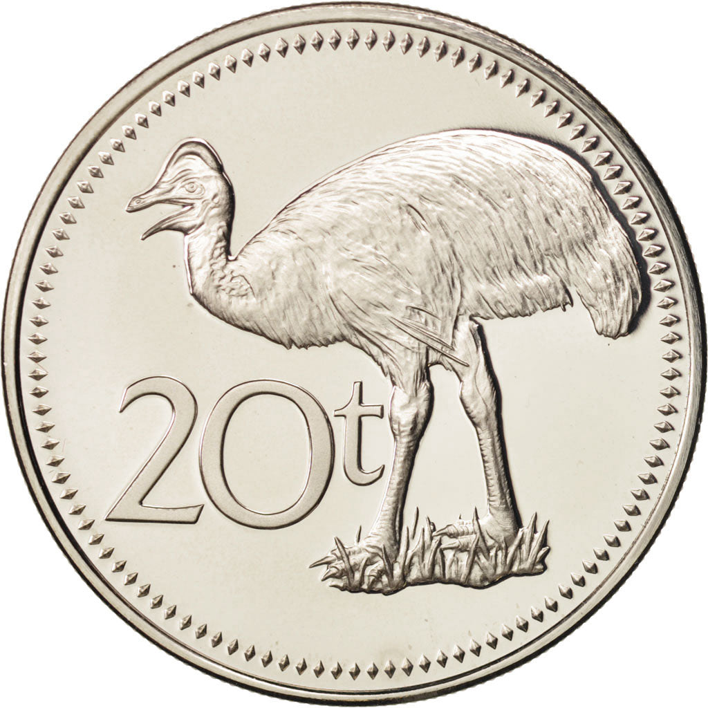 Moneta, Papua Nuova Guinea, 20 Toea, 1975, Franklin Mint, FDC, Rame-nichel, KM:5