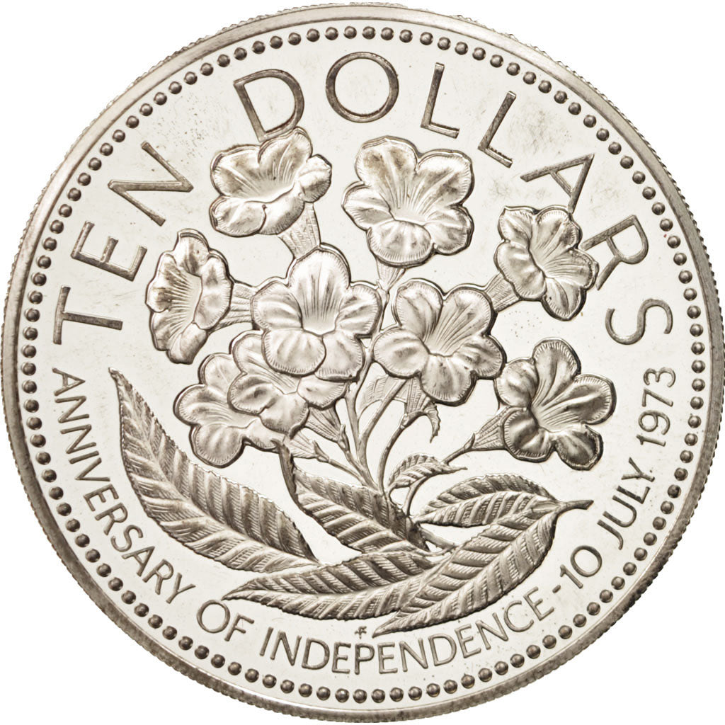 Coin, Bahamas, Elizabeth II, 10 Dollars, 1975, Franklin Mint, U.S.A., MS(65-70)