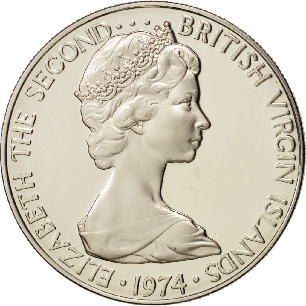 BRITISH VIRGIN ISLANDS, Elizabeth II, 10 Cents, 1974, Franklin Mint, U.S.A.