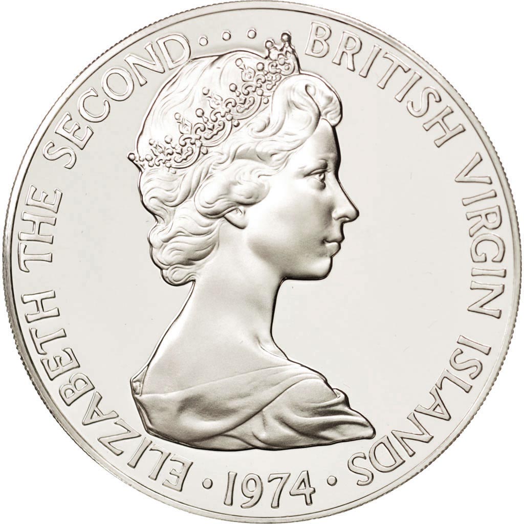 Coin, BRITISH VIRGIN ISLANDS, Elizabeth II, Dollar, 1974, Franklin Mint, U.S.A.