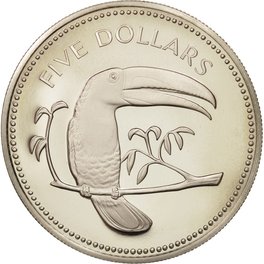 Belize, 5 Dollars, 1974, Franklin Mint, MS(65-70), Silver, KM:44a