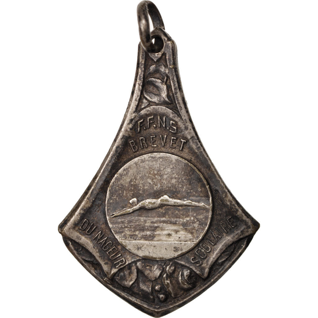 Frankrijk, Medal, FFNS, Brevet du nageur scolaire, Arts & Culture, ZF, Silvered