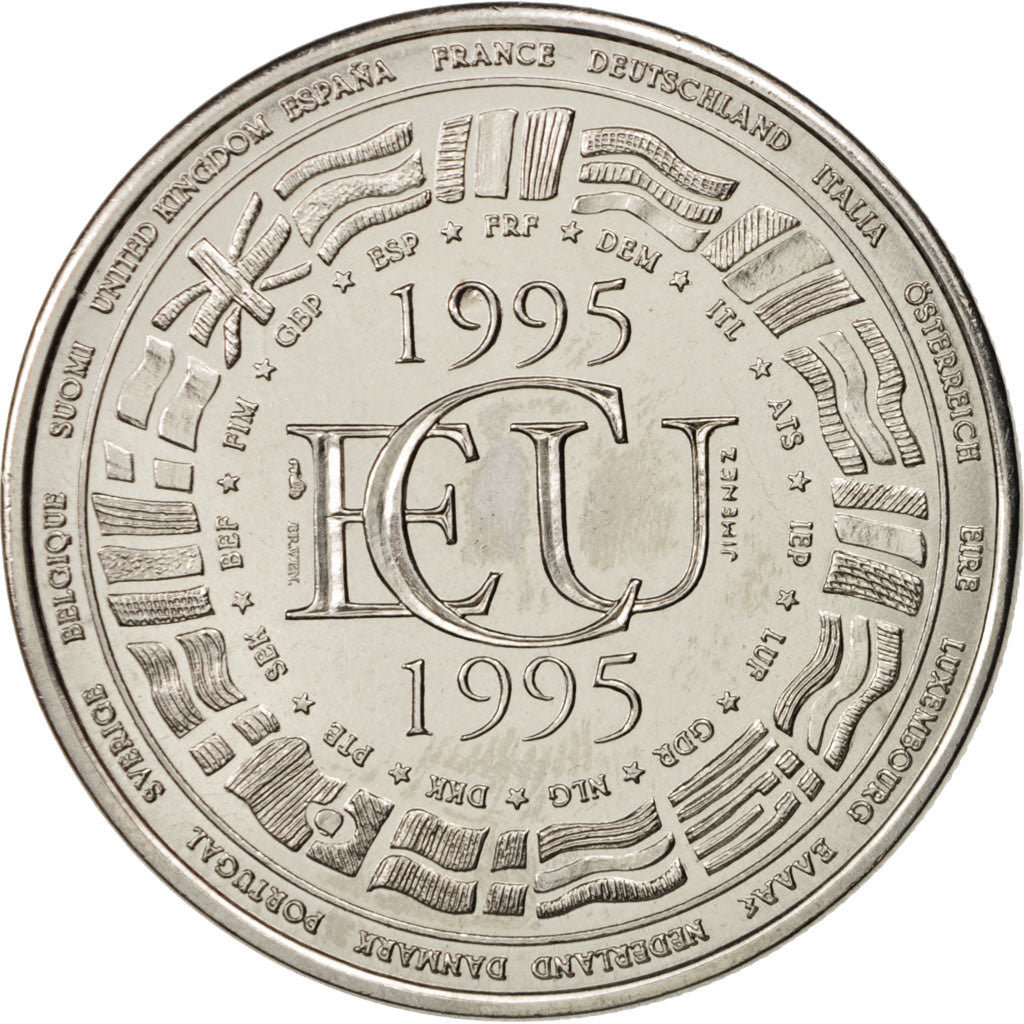 France, Medal, European coinage test, 1 ecu, History, 1995, AU(55-58), Nickel