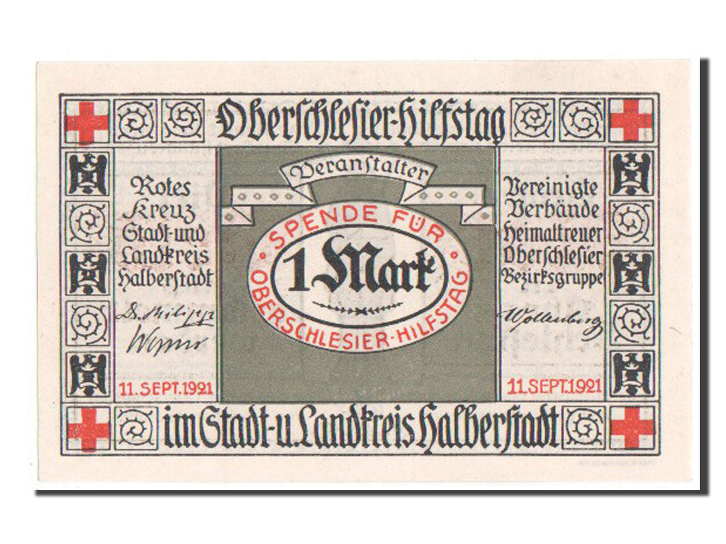Germany, Halberstadt, 1 Mark, 1921, UNC(65-70), Mehl #503.1a