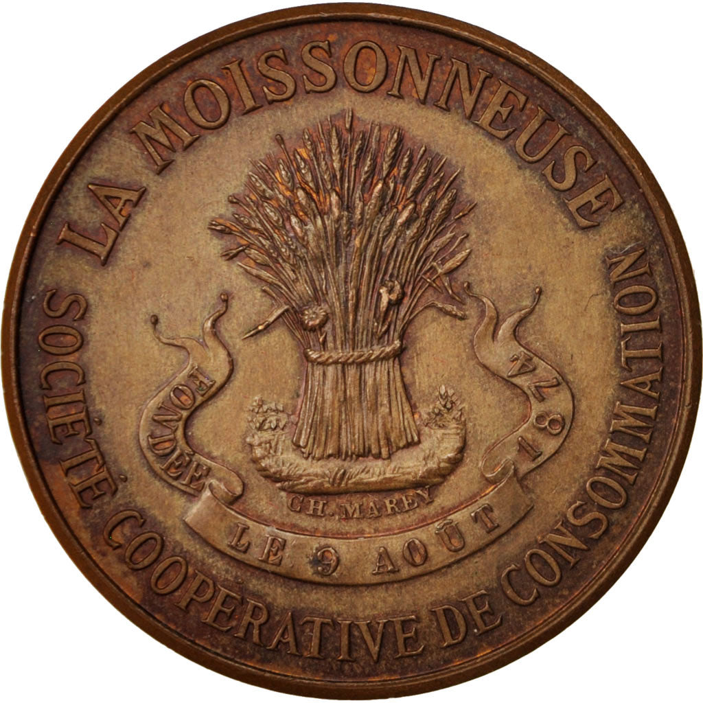 France, Medal, La Moissonneuse, Société coopérative de consommation, Business