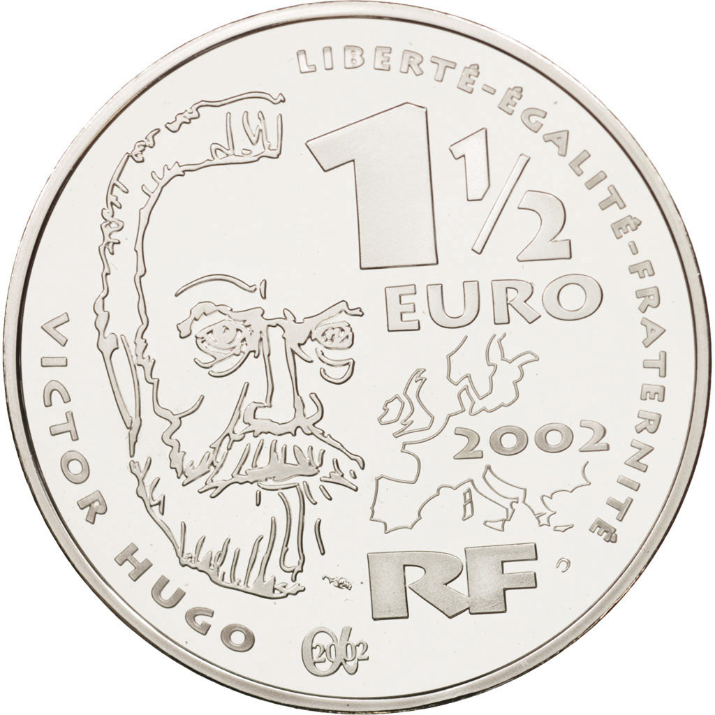 Coin, France, 1-1/2 Euro, 2002, MS(65-70), Silver, KM:1332