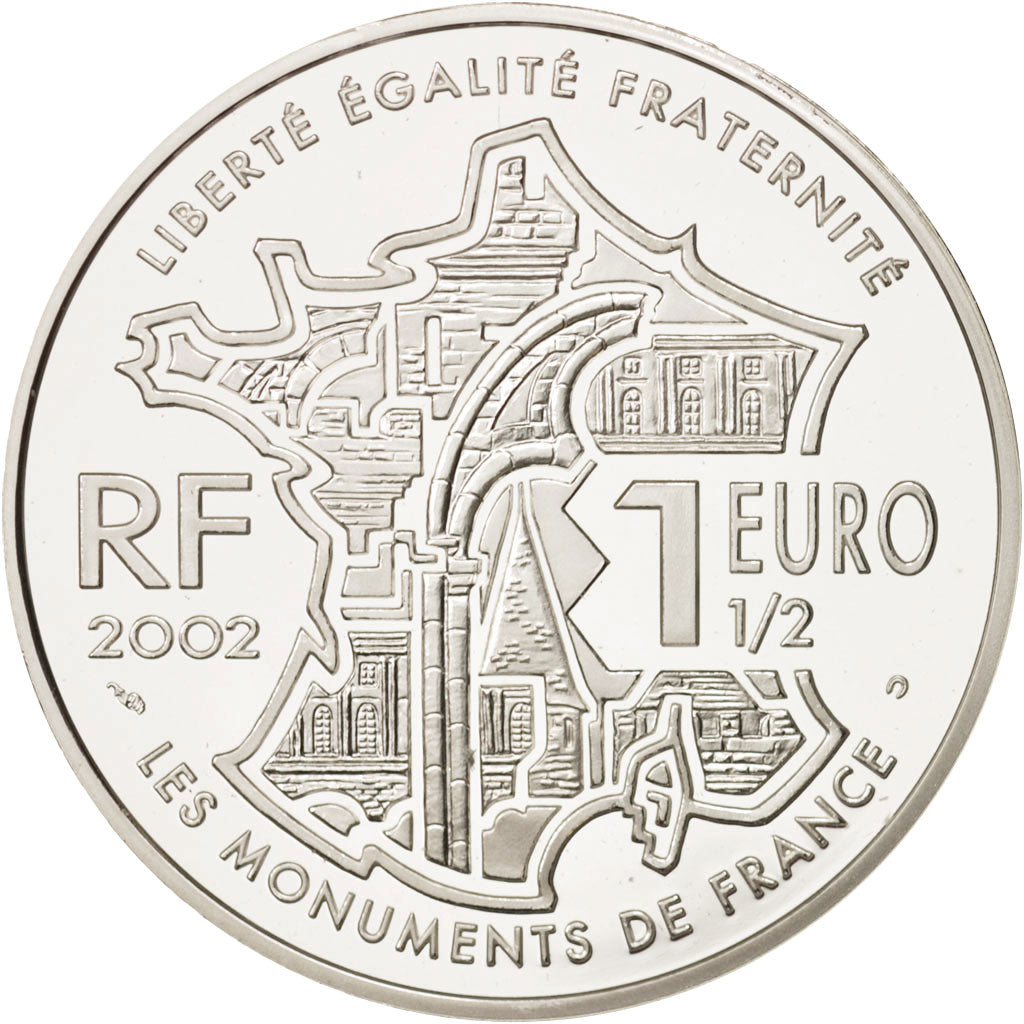 France, 1-1/2 Euro, 2002, MS(65-70), Silver, KM:1305
